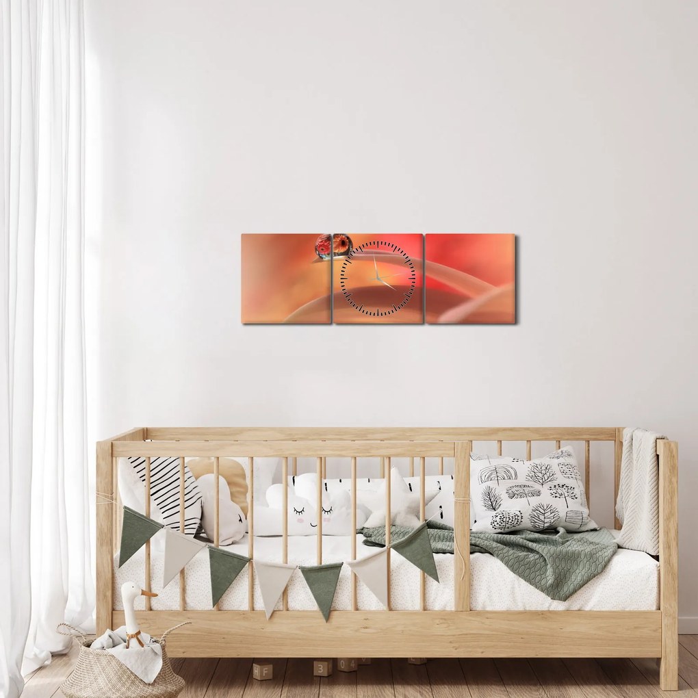 Tablou picăturii de rouă pe floare (cu ceas) (90x30 cm)