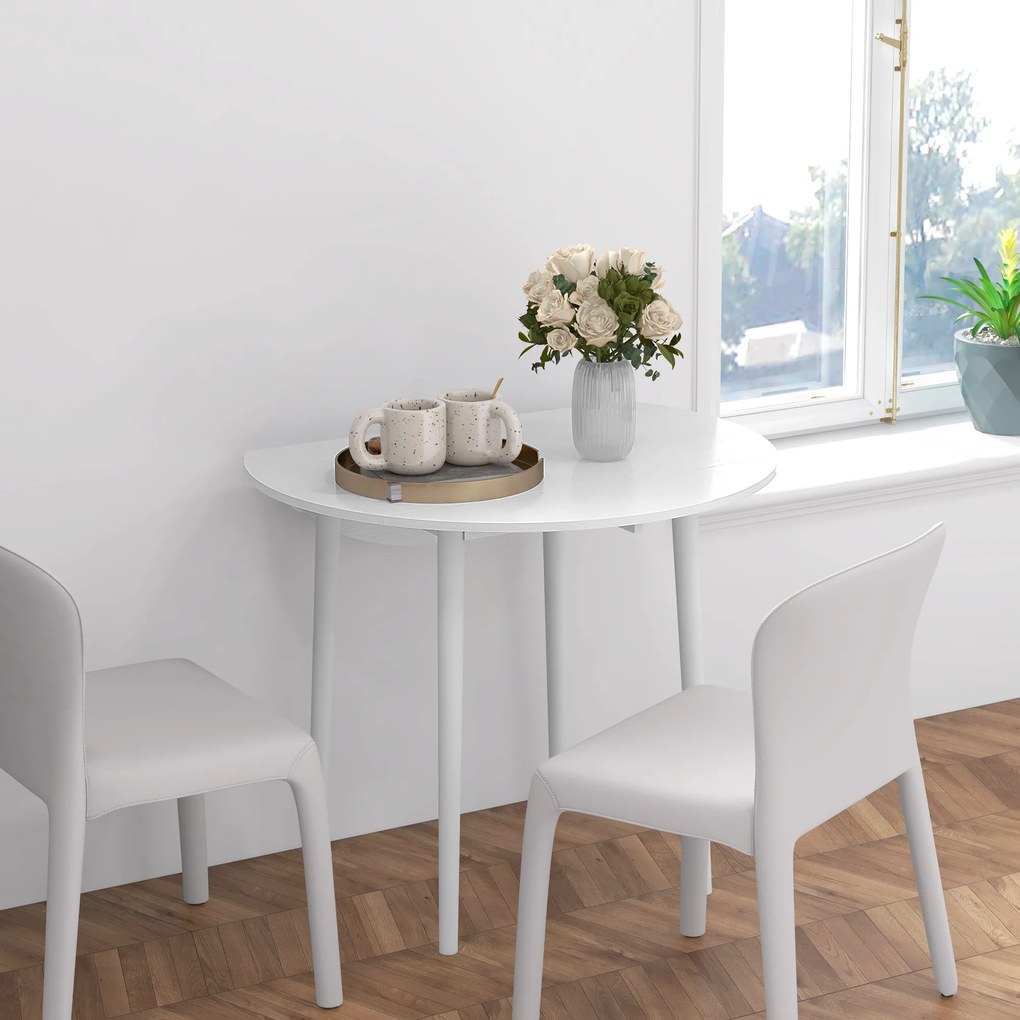 HOMCOM Masă Pliantă Modernă cu Extensii Laterale pentru Bucătărie și Living, din PAL, Ø89 x 73,5 cm | Aosom Romania