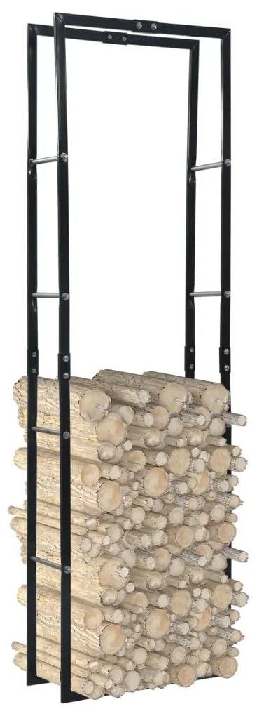 Rastel pentru lemne de foc, negru, 60x25x200 cm, otel 60 x 25 x 200 cm