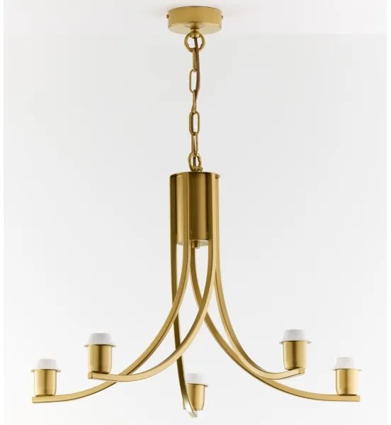 Jupiter 2097 - Candelabru suspendat pe lanț ARTHUR 5xE27/15W/230V alb/auriu/decor marmură