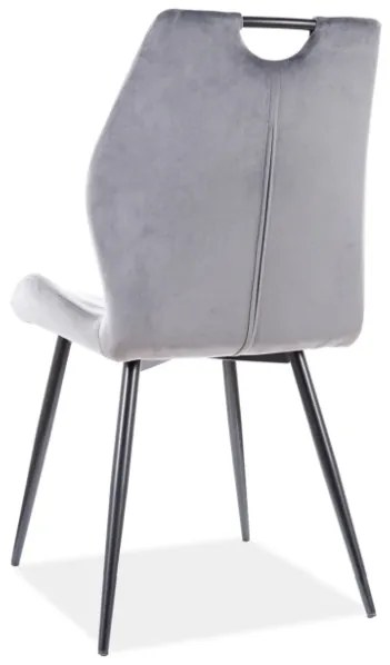 Scaun de bucaterie Arco Velvet, gri deschis/negru