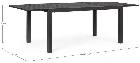 Masa extensibila, din aluminiu, antracit, 160/240x90 cm, Hilde, Yes