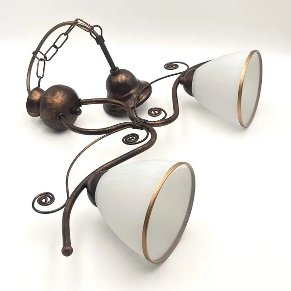 Lustră pe lanț RETRO 2xE27/60W/230V cupru/patină