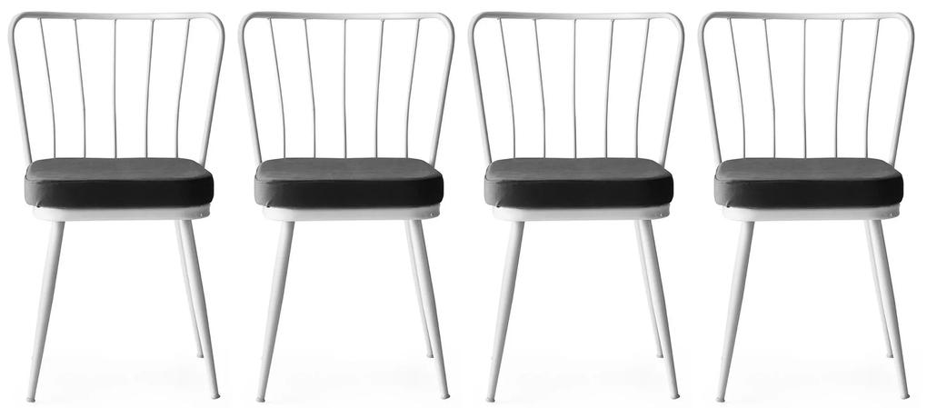 Set 4 scaune haaus Yıldız, Alb, textil, picioare metalice