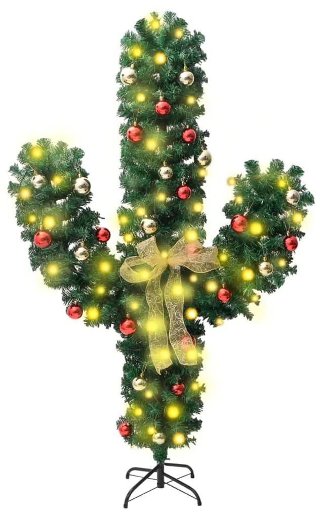 Cactus de Craciun cu suport si LED, verde, 210 cm, PVC 1, 210 cm