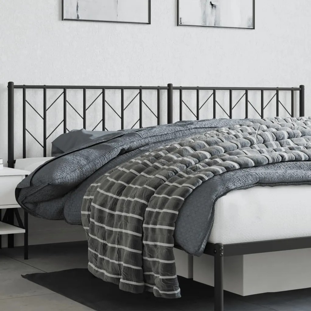 vidaXL Tăblie de pat metalică, negru, 200 cm