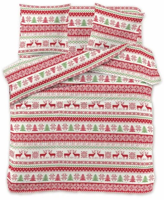 Lenjerie de pat microfibra CHRISTMAS JOY alb + cearsaf micropluș SOFT 90x200 cm alb