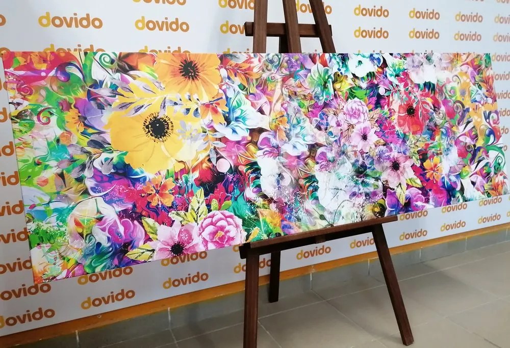 Tablou flori în design colorat