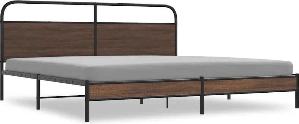 vidaXL Cadru de pat metalic fără saltea, stejar maro, 183x213 cm