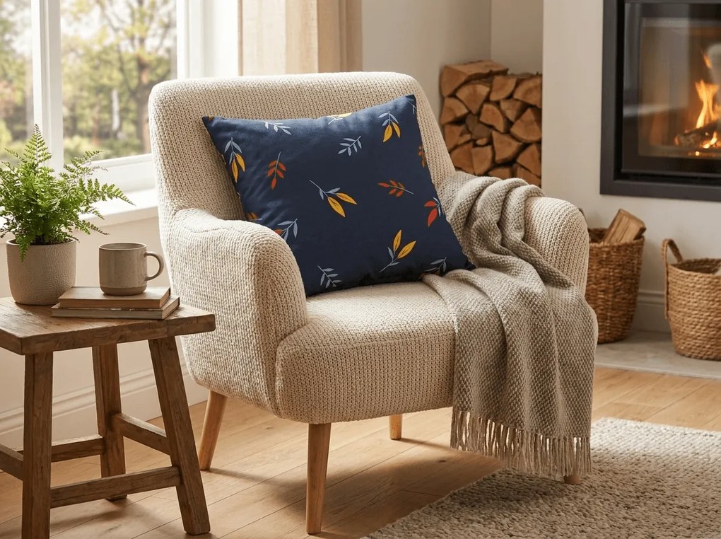 Husa pentru perna din microfibra VELIORA 45x45 cm, albastru