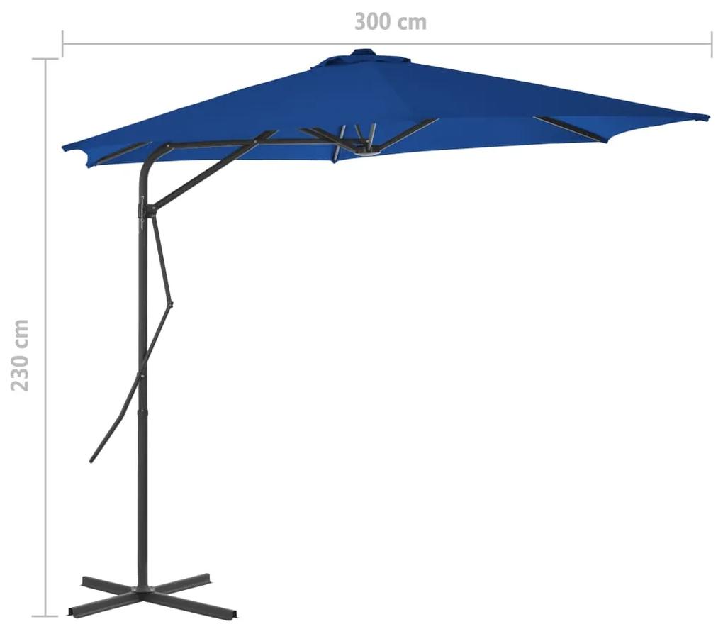 Umbrela de exterior cu stalp din otel, albastru, 300 x 230 cm Albastru