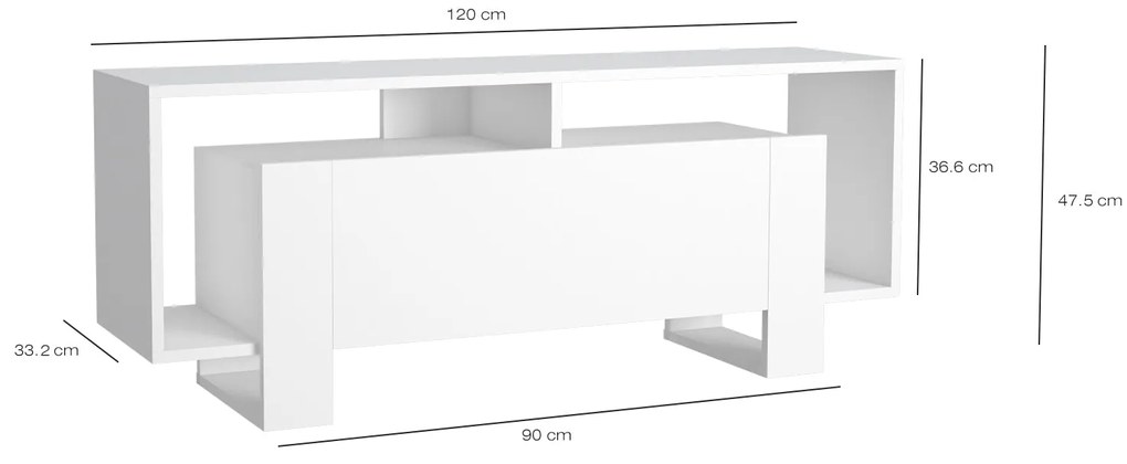 Comoda haaus Melville, Prun/Alb, 120 x 33 x 48 cm