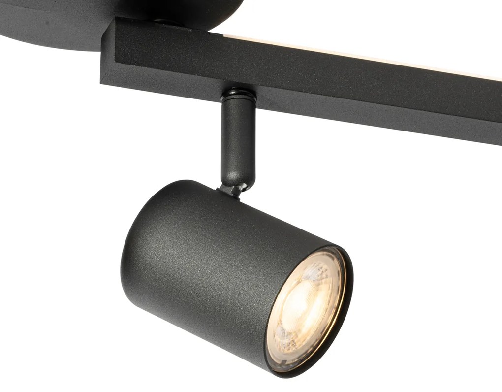 Spot de plafon negru GU10 50mm cu 4 lumini, inclusiv iluminare de fundal - Back Up