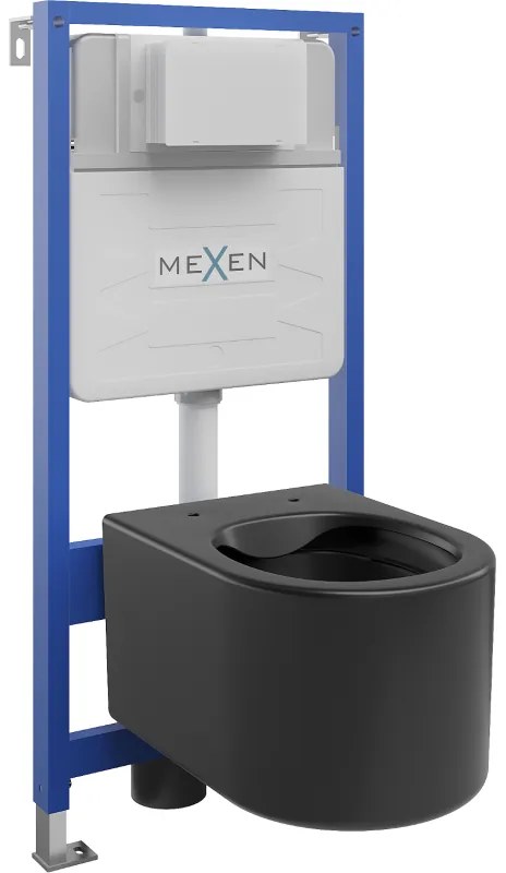 Mexen set WC încastrat cadru Felix Slim cu vas de toaletă  Sofia, Negru mat - 6103354XX85