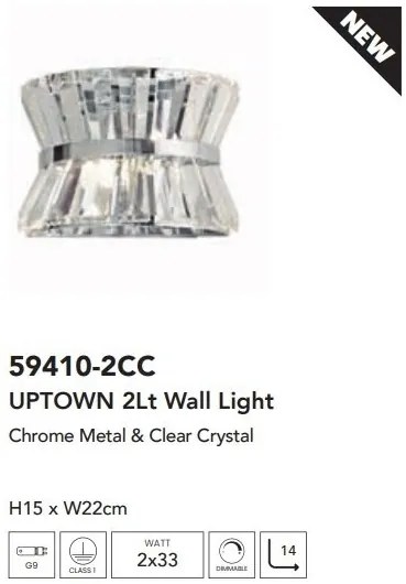 Aplica de perete eleganta cu cristal Uptown 2Lt