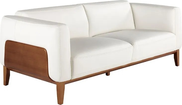Canapea 3 locuri eleganta tapitata in piele alba, design LUX Arawan