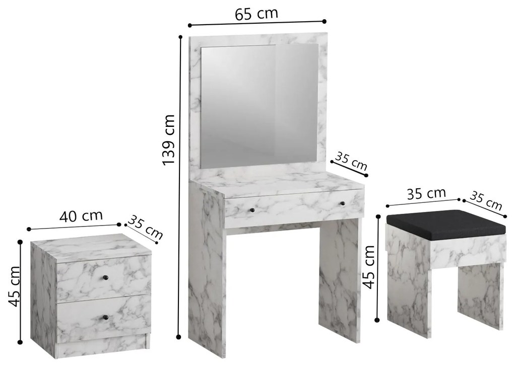 Masă de toaletă Nikki (Marmură carrara) . 1102391