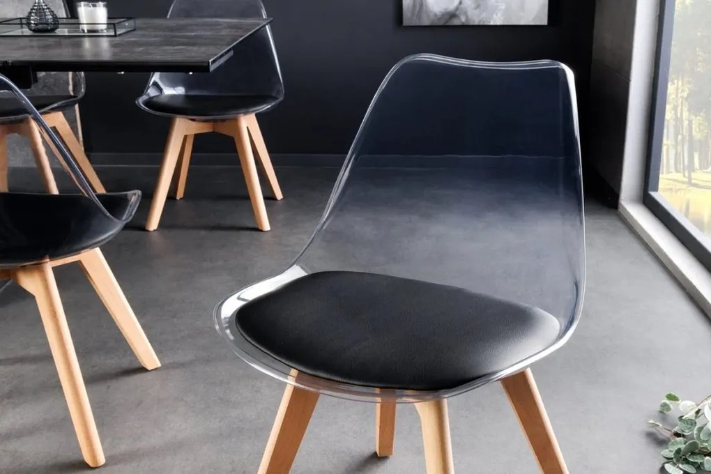 Set de 4 scaune, Lemn Fag Natur, Plastic Transparent, Scandinavia A-44165 VC