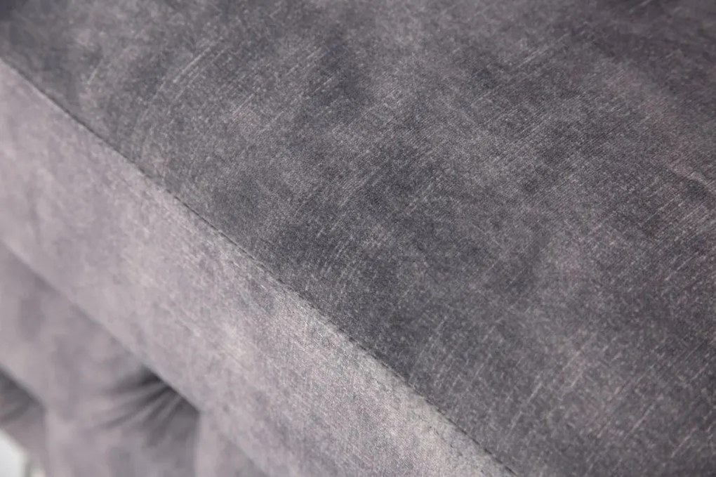 Taburete design Chesterfield, Catifea, Gri inchis, MODERN BAROCK