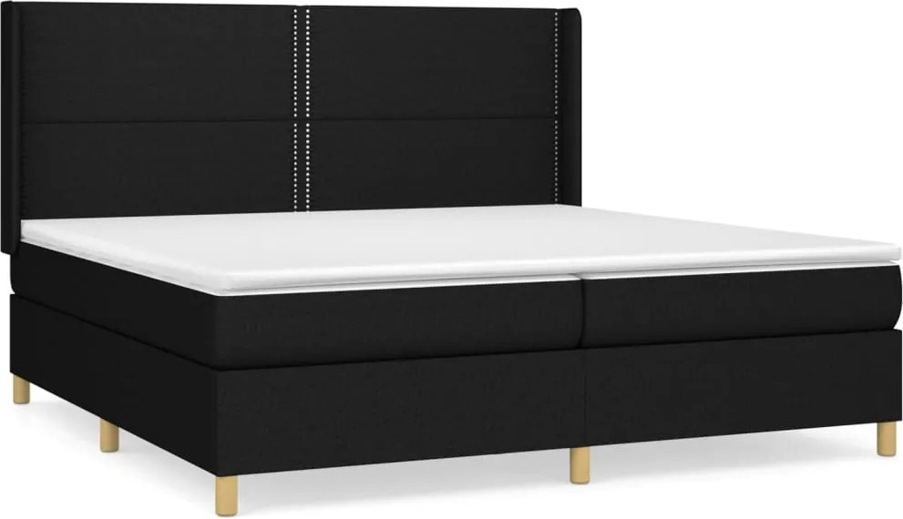 vidaXL Pat box spring cu saltea, negru, 200x200 cm, textil