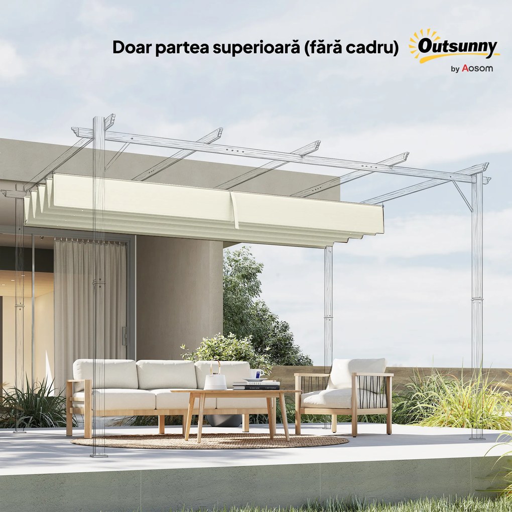 Outsunny Acoperiș Pergolă Retractabil, Copertină pentru Umbra Soarelui pentru Pergolă 3 x 2,15 m, Protecție UV30+, Gri Închis | Aosom Romania