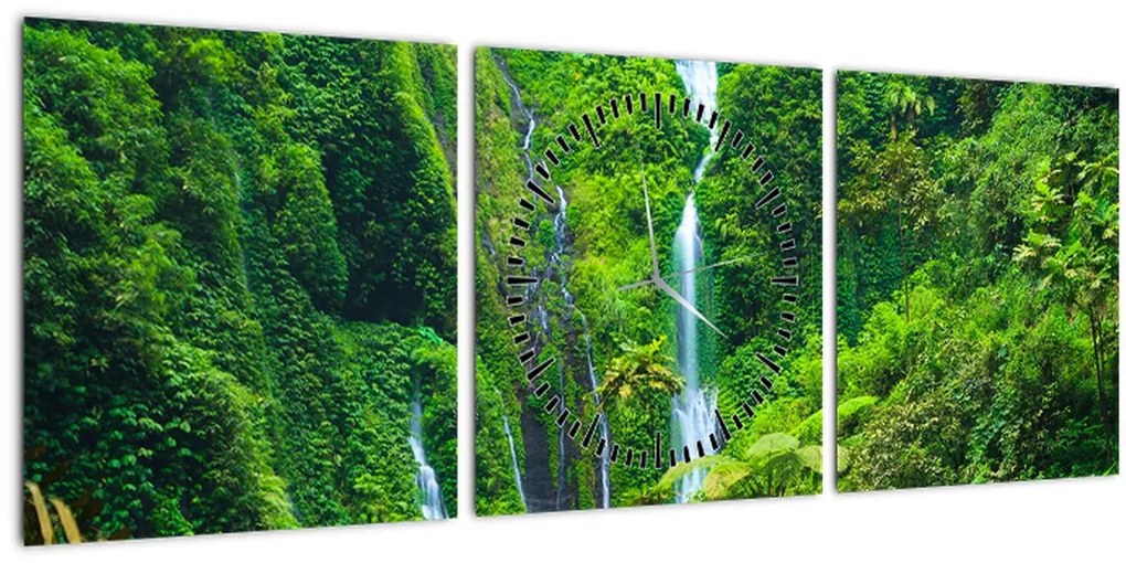 Tablou - Cascada Madakaripura, Java de Est, Indonezia (cu ceas) (90x30 cm)