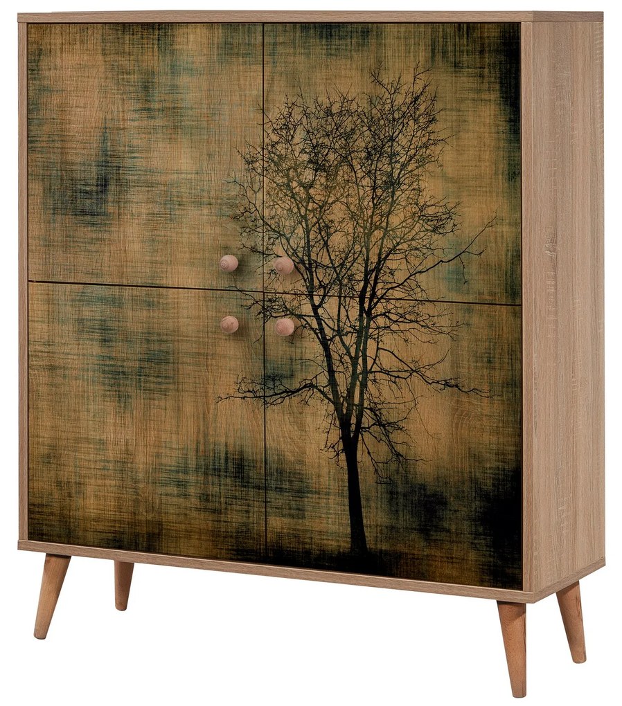 Mobilier pentru hol Maluxe 729 (Stejar sonoma + Verde). 1089063