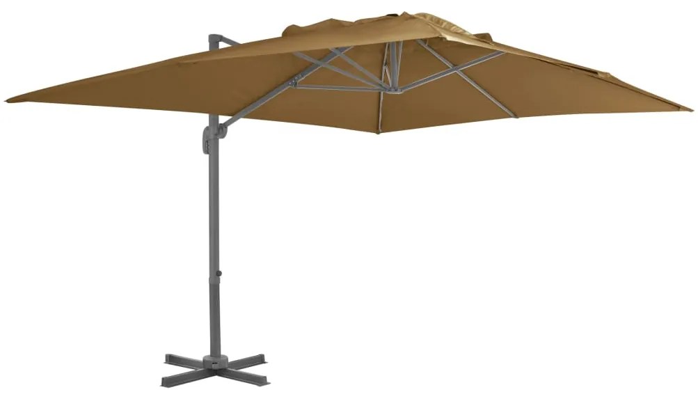 vidaXL Umbrelă în consolă cu stâlp din aluminiu, taupe, 400x300 cm
