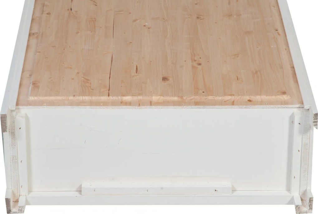 Vitrina mica, L68 25 H98 cm, alb natur antic, lemn masiv