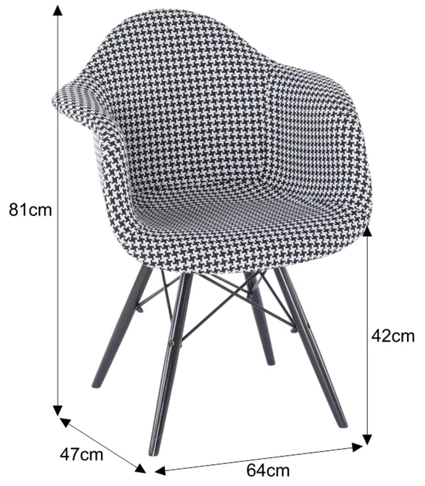 Fotoliu, textil cu model/lemn masiv, AMPER