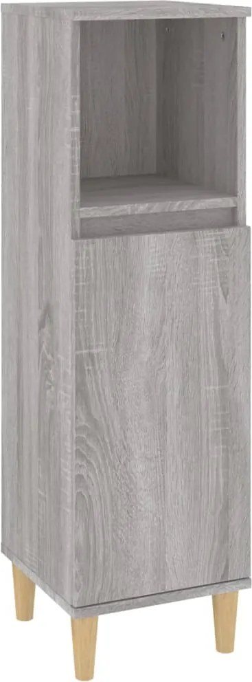 vidaXL Dulap de baie, gri sonoma, 30x30x100 cm, lemn prelucrat