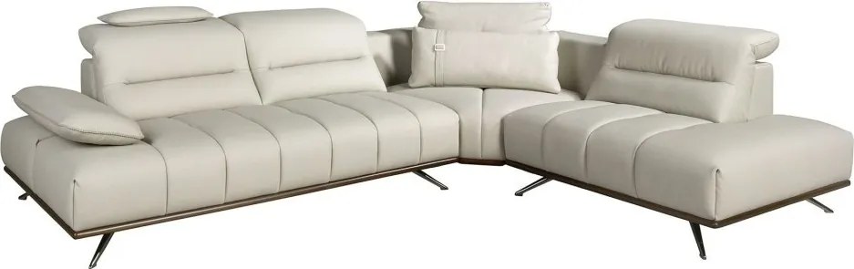 Coltar LUX design italian cu sezlong dreapta Cowhide gri deschis