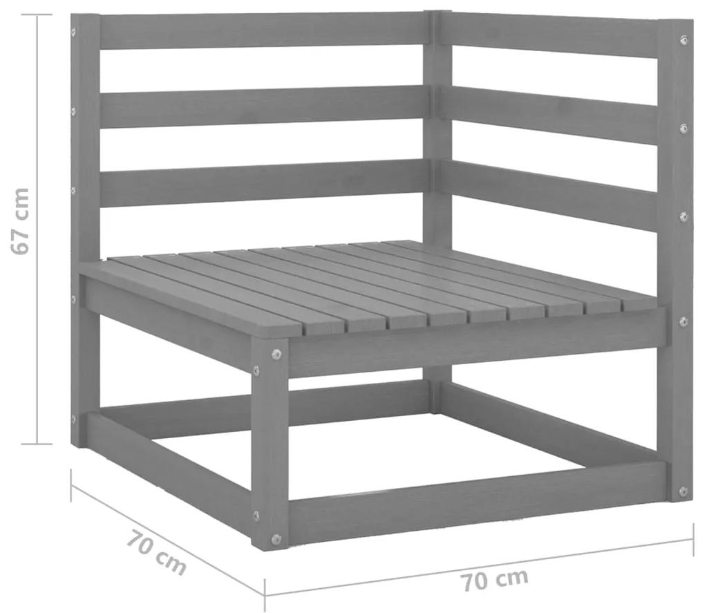 Set mobilier de gradina, 2 piese, gri, lemn masiv de pin Gri, Canapea de centru + canapea de colt, 1