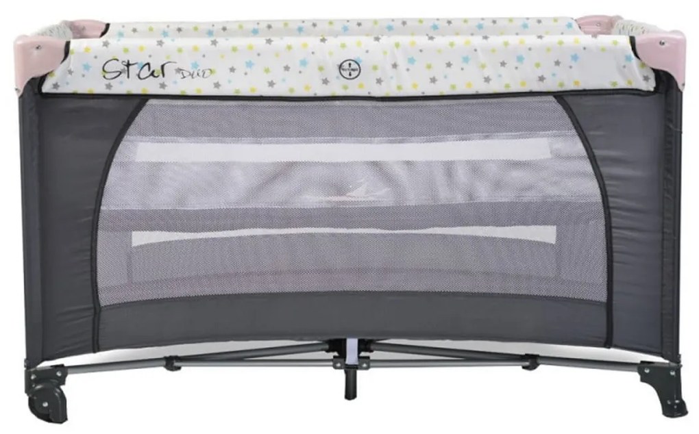 Patut pliant transformabil in tarc copii NOVOKIDS™ Little Star NEST, 60X120 cm, 2 Niveluri, Pliabil, Cu geanta transport inclusa, Fermoar acces