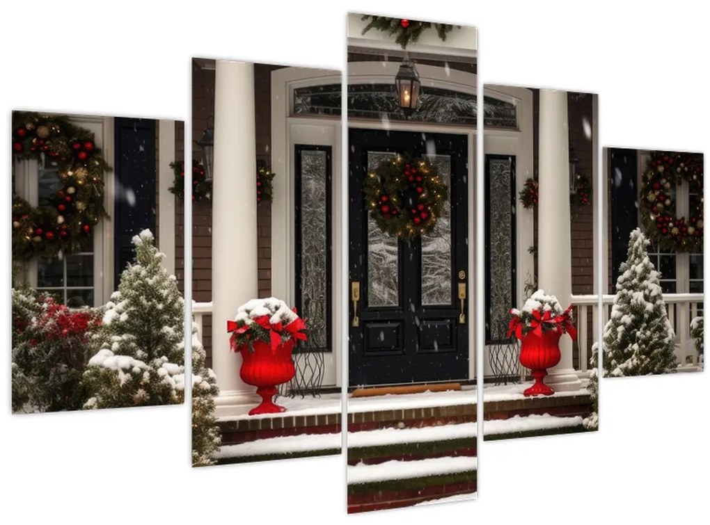 Tablou - Casa decorată de Crăciun (150x105 cm)