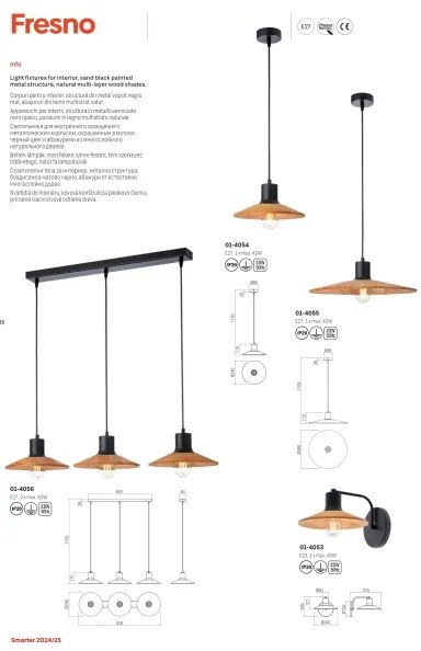 Lustră pe cablu Redo 01-4054 FRESNO 1xE27/42W/230V d. 24 cm