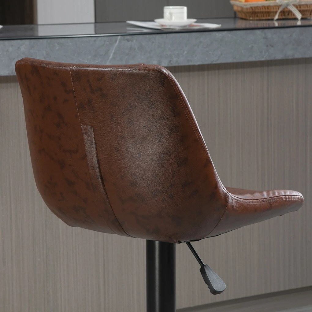 HOMCOM Set 2 Scaune de Bar, Scaune înalte, reglabile în înălțime, incl. Suport pentru Picioare, 46.5cm x 50cm x 108cm, Negru + Maro | Aosom Romania
