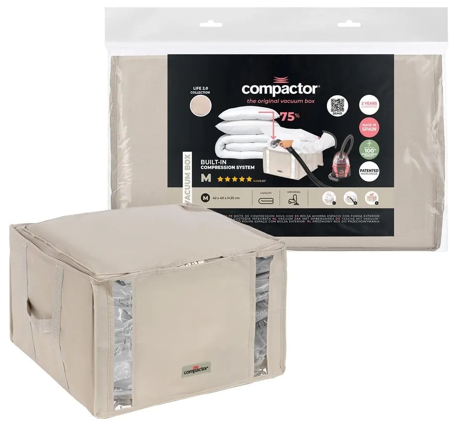 Cutie de depozitare pentru haine din material textil cu vacuum 42x40x25 cm Life – Compactor