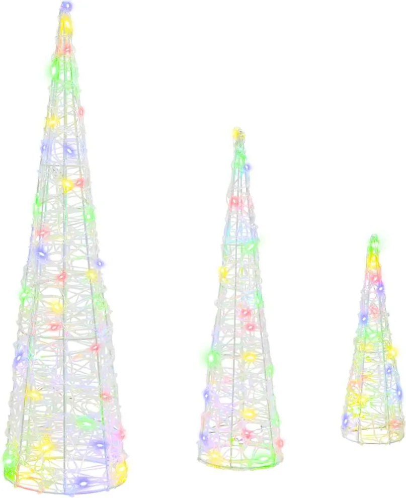 vidaXL Brad de Crăciun 3 pcs Multicolour 20 x 20 x 80 cm Acril