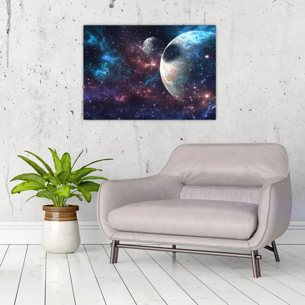 Tablou pe sticlă cu cosmos (70x50 cm)
