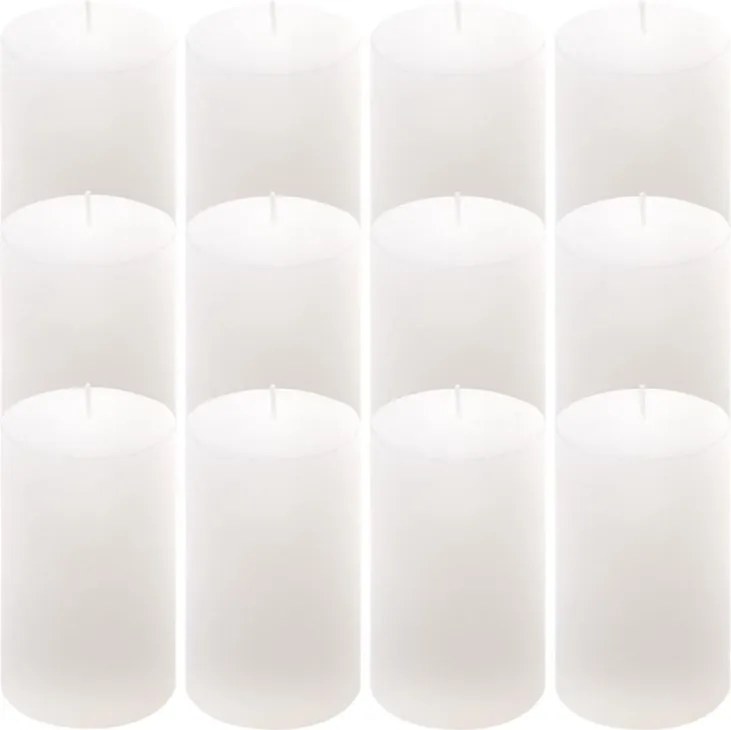 Set de lumânări rustice, 11,5 cm, Ø 6,8 cm, alb, 12 buc