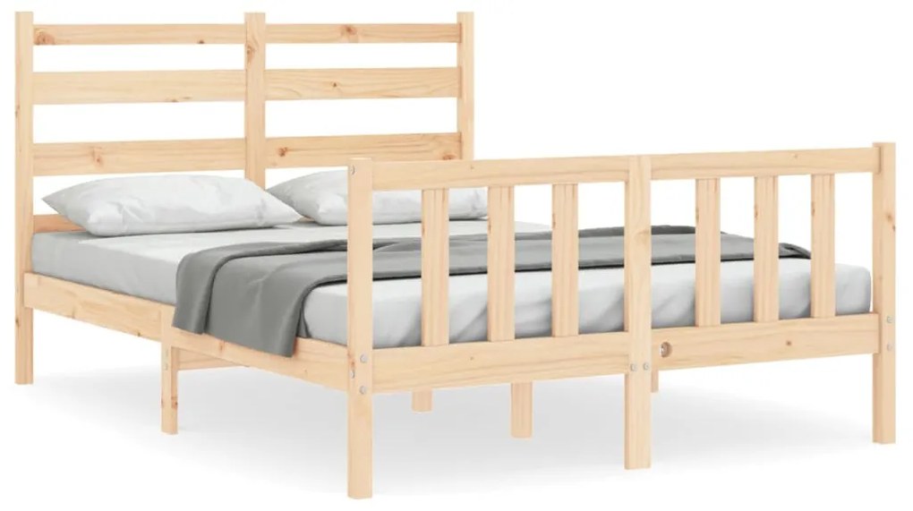 3192011 vidaXL Cadru de pat cu tăblie, dublu, lemn masiv