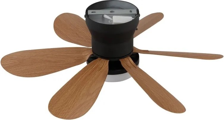 Lustra LED cu Ventilator si telecomanda DELORES negru/ efect de lemn
