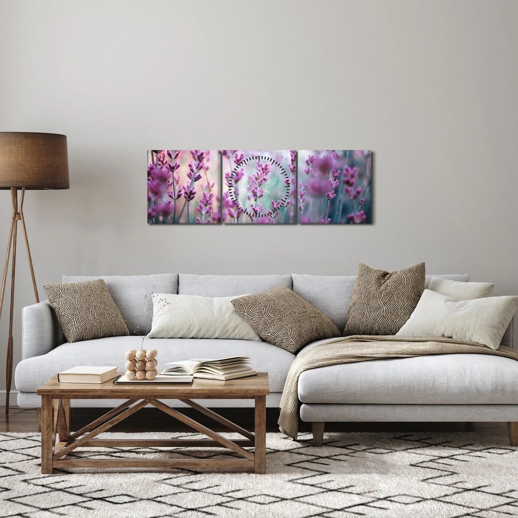 Tablou - Lavandă (cu ceas) (90x30 cm)