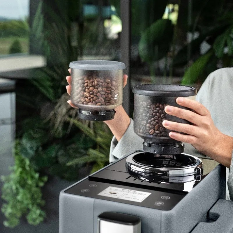 Espressor automat DeLonghi Rivelia Pebble Grey EXAM440.55.G, 1450W, 19 bar, 1.4l, Touchscreen TFT, Twin Shot, Boabe de Cafea, 17 bauturi, Gri