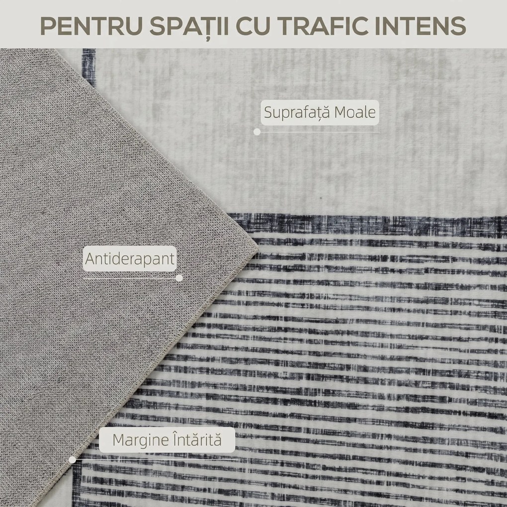 HOMCOM Covor Modern Antiderapant cu Linii Geometrice din Poliester, Multicolor | Aosom Romania