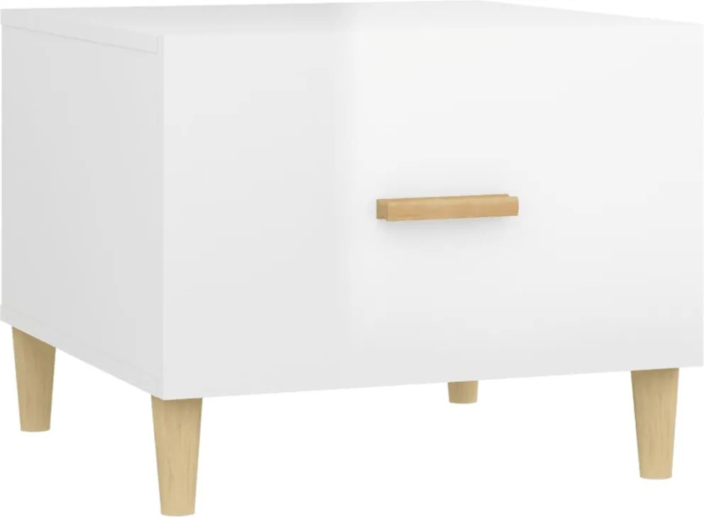 vidaXL Măsuță de cafea, alb extralucios, 50x50x40 cm, lemn compozit