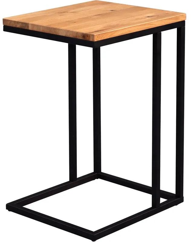 Masa laterala Destefano, metal/lemn masiv, 63 x 43 x 38 cm