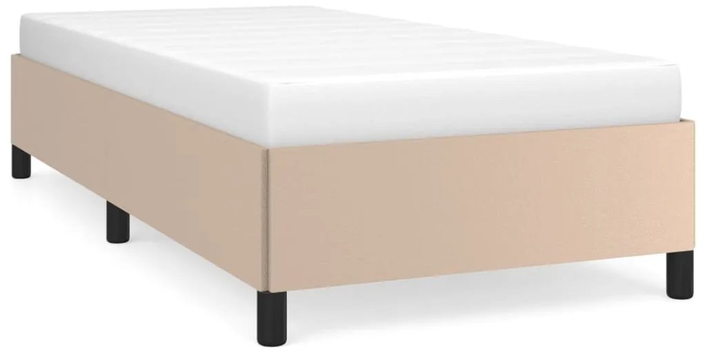 347238 vidaXL Cadru de pat, cappuccino, 100x200 cm, piele ecologică
