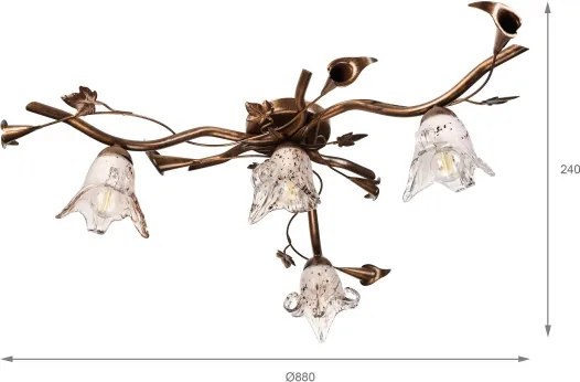 Lustră aplicată ROZETA 4xE14/40W/230V bronz